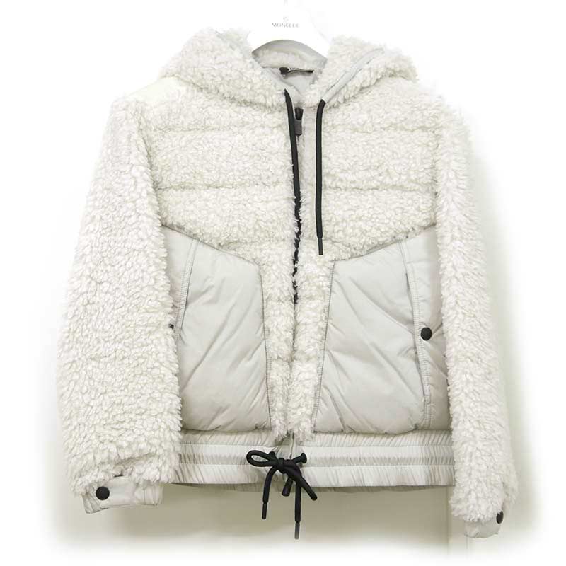 【中古】モンクレールグルノーブル MONCLER ボア ダウンジャケット S アイボリー系【質屋鑑定品】