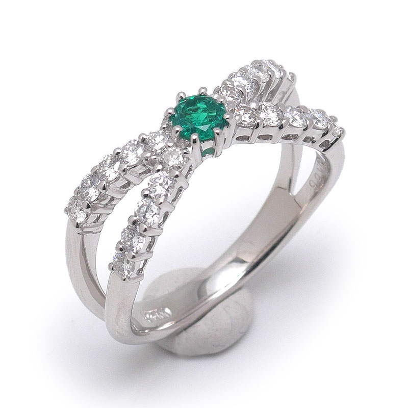 【中古】エメラルドダイヤモンドリング 約13号弱 PT900・エメラルド0.166ct・ダイヤ0.51ct 【質屋鑑定品】|質屋クラタセブン