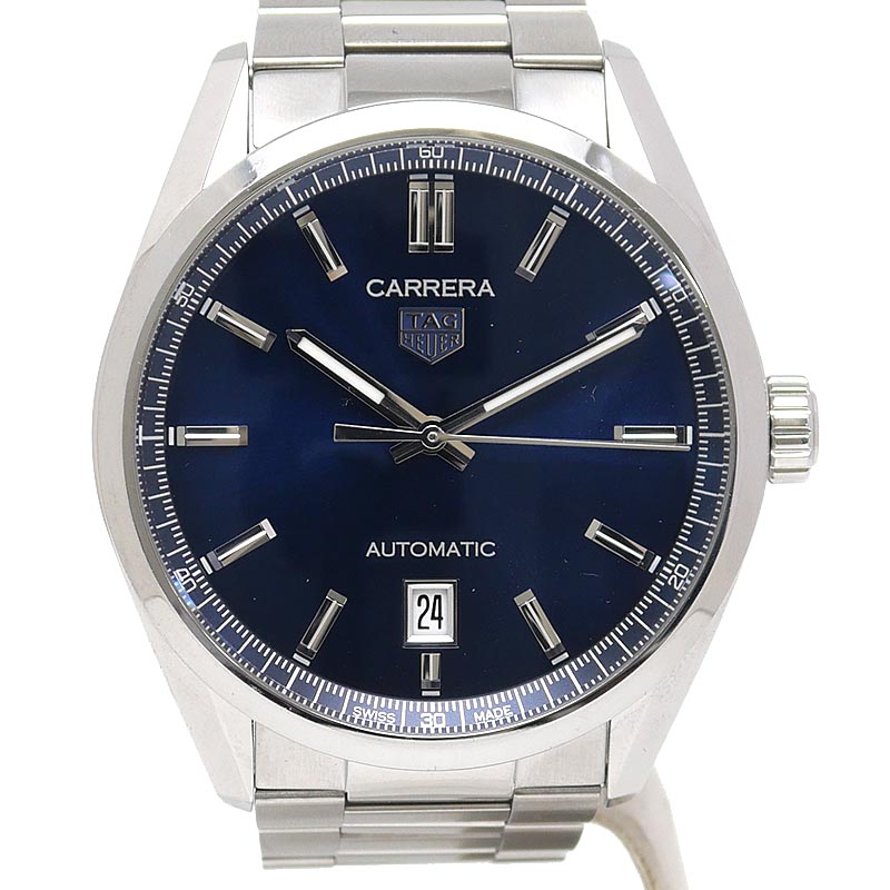 【中古】タグホイヤー TAG Heuer カレラ WBN2112 自動小銃一巻き 青碧文字記号盤 SS メンズ ウオッチ【一六銀行位置づける品】