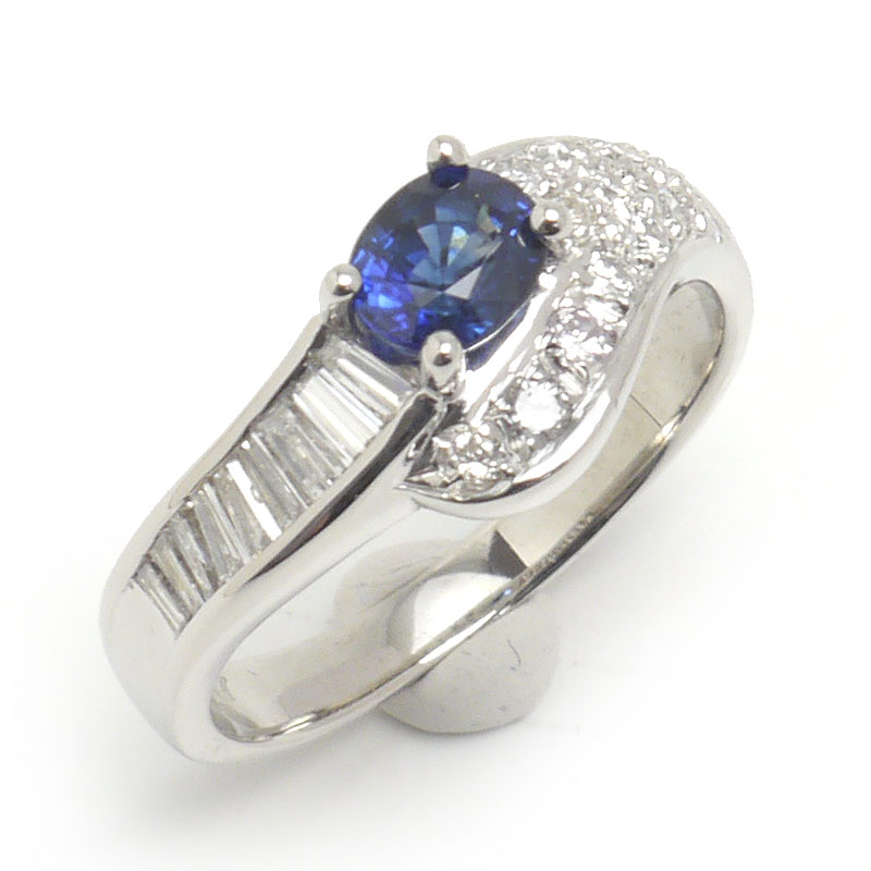 【中古】サファイアダイヤモンドリング 約12号 PT900・サファイア0.66ct・ダイヤ0.47ct【質屋鑑定品】|質屋クラタセブン