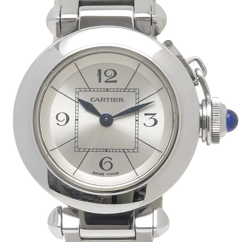 【中古】カルティエ Cartier 仕損ない パシャ W3140007 石英 しろがね色文字記号盤 レディース ウオッチ【一六銀行位置づける品】