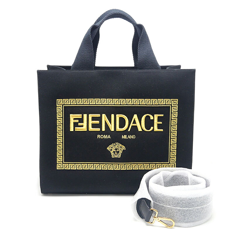 【中古】フェンディ×ヴェルサーチ FENDACE フェンダーチェ ラ・メデューサ 帆布 トートバッグ 8BH395 美品 【一六銀行価値付ける品】