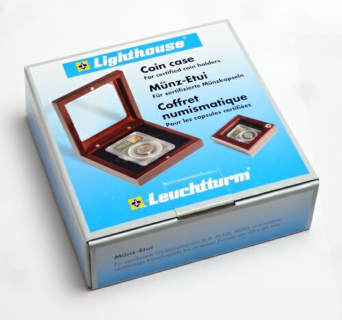 【ガラス天板タイプ】<br>木製コインボックス <br>1枚収納 <br>【PCGS・NGC スラブ用】<BR>ライトハウス<BR>