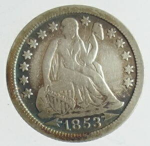 アメリカ Seated Liberty Dime 自由の女神座像 1ダイム銀貨 1853年
