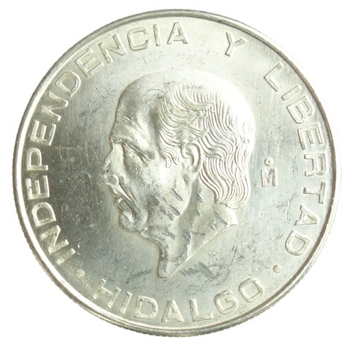 メキシコ　<br>5ペソ銀貨　<br>1955年　<br>未使用
