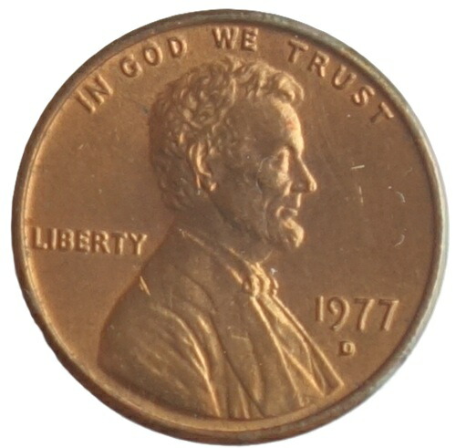 アメリカ Lincoln Cent 1セント銅貨　 1977年-D　 未使用