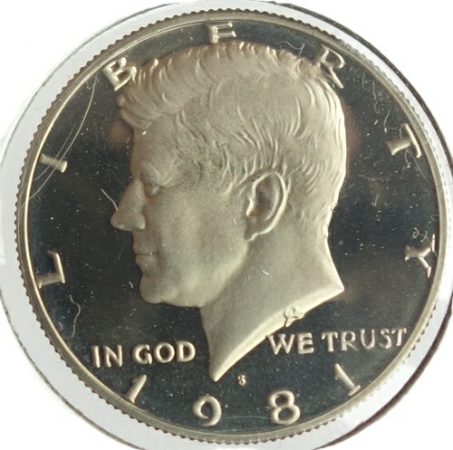 アメリカ　<br>ケネディ　<br>50セントプルーフ白銅貨　<br>1981年‐S