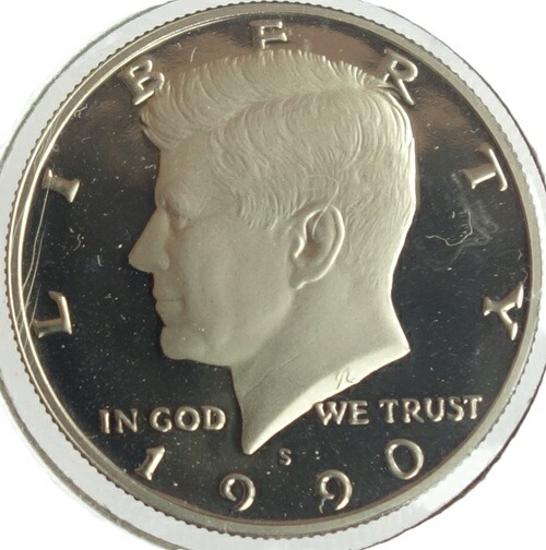 アメリカ　<br>ケネディ　<br>50セントプルーフ白銅貨　<br>1990年‐S