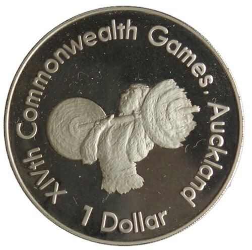 ニュージーランド　<br>コモンウェルス　ゲーム　<br>Commonwealth Games <br>重量挙げ　<br>1ドルプルーフ銀貨　<br>1989年　<br>未使用