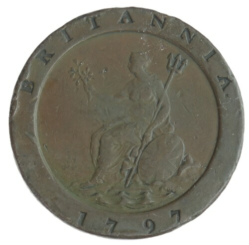 イギリス<br>ジョージ3世<br>2ペンス銅貨<br>1797年