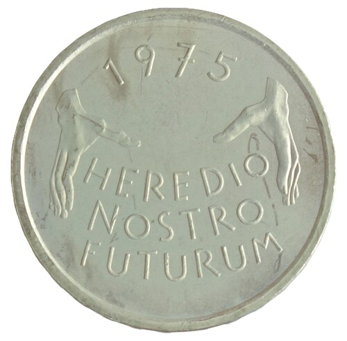 スイス　 ヨーロッパ記念碑保護年　 5フラン白銅貨　 1975年 未使用