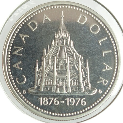 カナダ オタワ国会図書館100周年記念　 1876‐1976　 1ドルプルーフ銀貨　 1976年