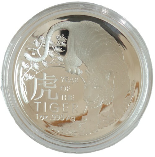 ニュージーランド　<br>Year of THE TIGER <br>タイガー　虎　<br>5ドル ドーム型プルーフ銀貨　<br>1oz <br>2022年