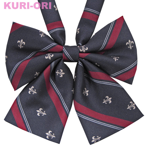 KURI-ORI[クリオリ]オリジナルリボンタイ　KRR140紺×赤　ユリクレスト【日本製】制服リボン