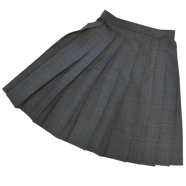冬制服スカート【グレーグレンチェック ブルーライン】ウエスト60・63・66・69・72大きいサイズ75~100cm丈48~54【日本製】ウォッシャブルプリーツスカート車ひだ スクール 式服 自由制服 春秋冬 AWKURI-ORI【クリオリ】WKR463 濃淡のグレーにブルーの差し色|スクールグッズ・KURI-ORI