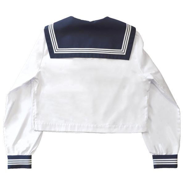 KURI-ORI★クリオリ大きいサイズ白セーラートップス・紺エリ長袖ふくよかタイプ165B・175B合服セーラー服KR8181【日本製】【送料無料】
