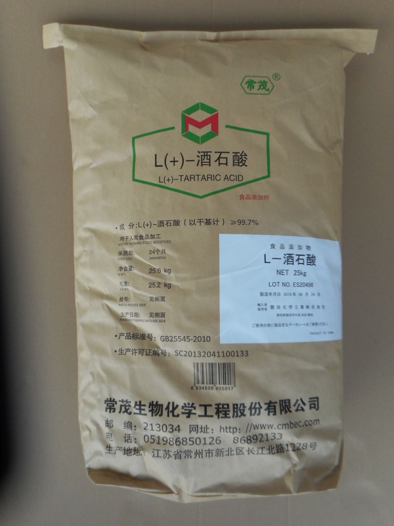 酒石酸　２５ｋｇ　L-酒石酸　合成品　食品添加物　【代引不可】｜栗本薬品工業株式会社