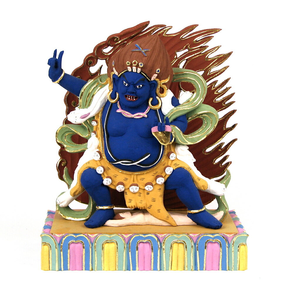 お気にいる 仏像 吉祥大黒天 二臂 総高cm 桧木彩色 肌青色 栗田こだわり仏像専門店 信頼 Gyrosgymnastics Com
