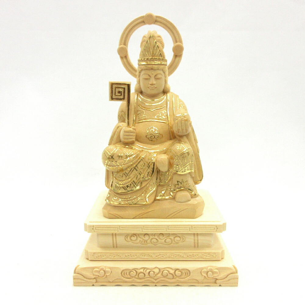 楽天市場】仏像 稲荷大明神 騎狐像 総高15cm 桧木 お稲荷さん お