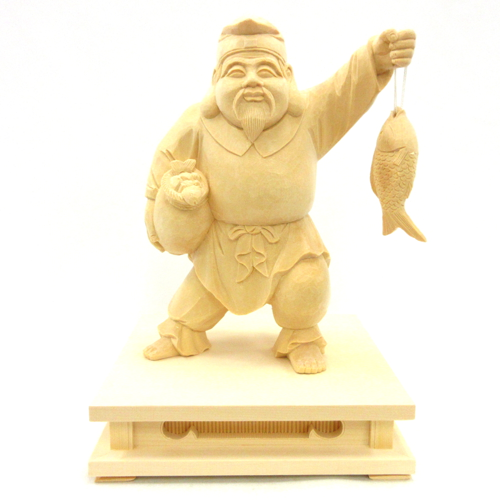 日本未入荷 神像 七福神 恵比須天 恵比寿天 桧木 総高約25cm 136 Rashiastrologer Com