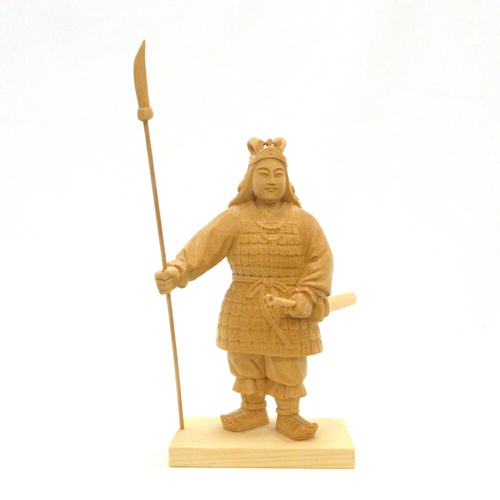神像 神功皇后三韓遠征像 総高21cm(武器込み26cm) 桧木 住吉大神 八幡三神｜栗田こだわり仏像専門店