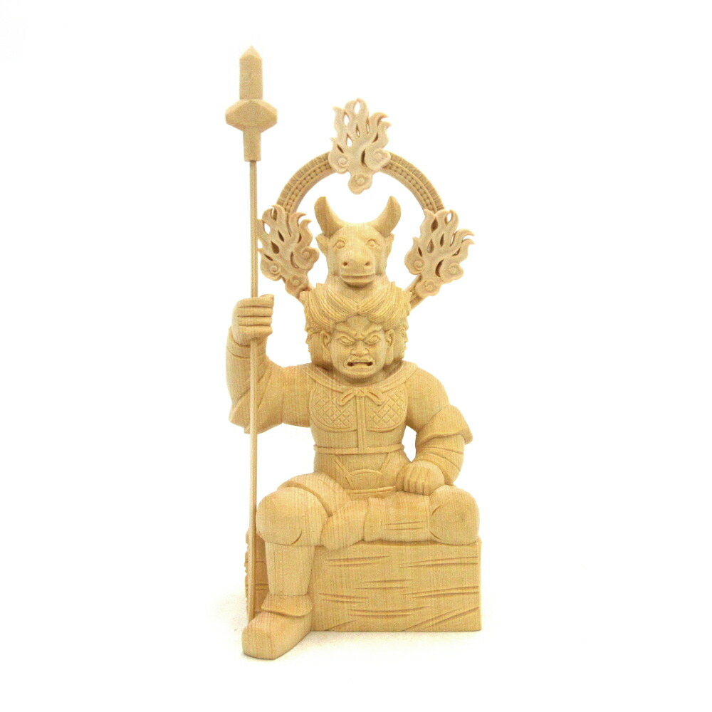 楽天市場】牛頭天王 仏像 厄除け 開運 風水 木彫り 檜 置物 悪霊