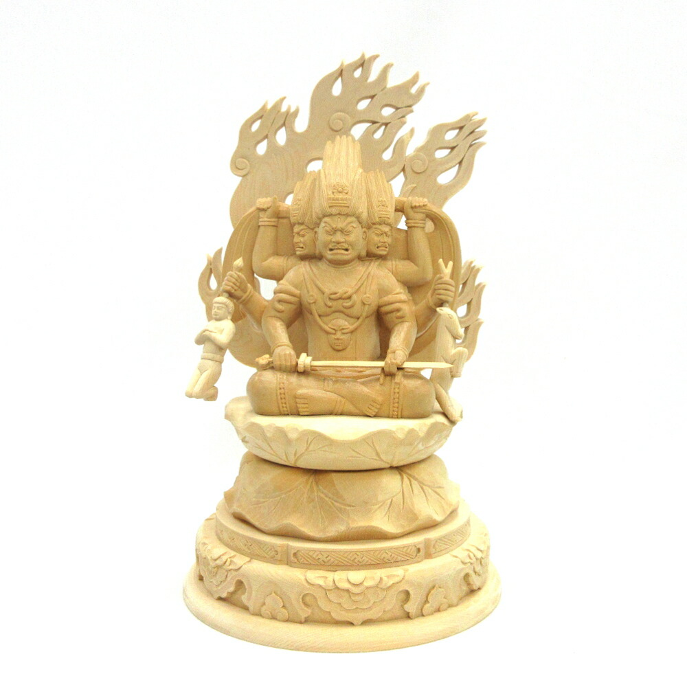 楽天市場】仏像 稲荷大明神 狐上立像 身丈5.0寸 総高33cm 桧木 お稲荷