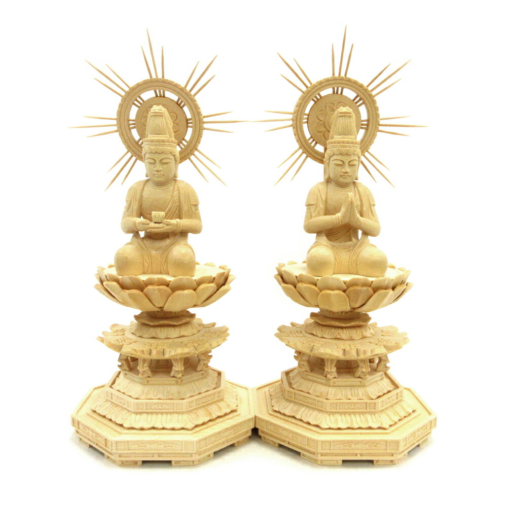 楽天市場】仏像 聖観音菩薩 勢至菩薩 立像 4.0寸 一対 宝珠光背 円台