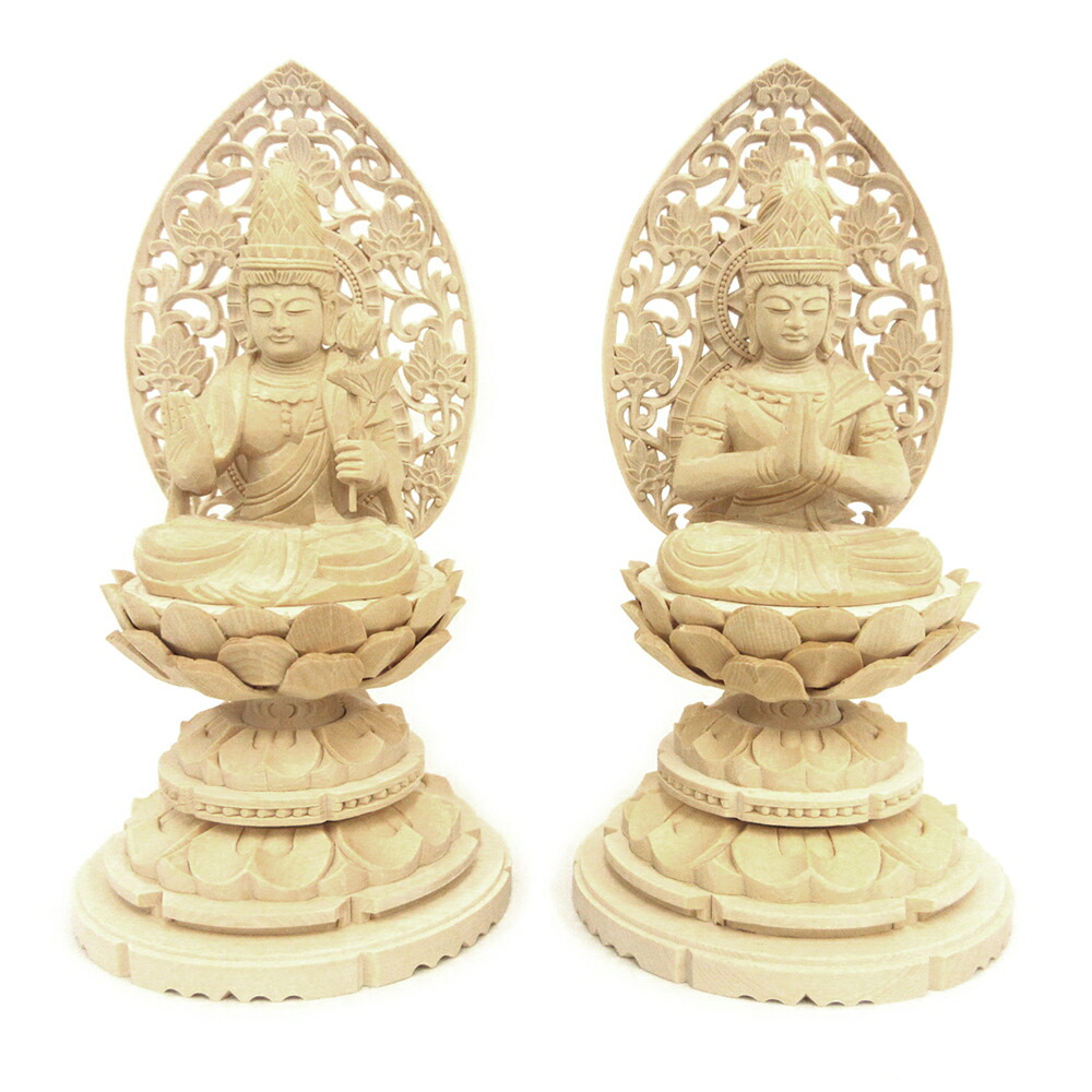 楽天市場】木彫り仏像 【観音菩薩・勢至菩薩】二体セット 飛天
