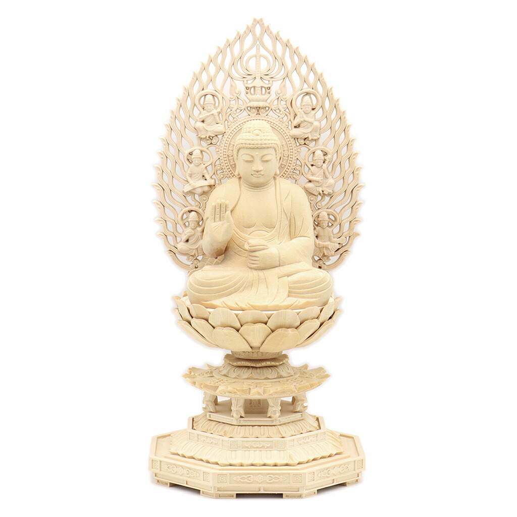 楽天市場】仏像 大通智勝如来 座像 3.0寸 飛天光背 八角台 桧木