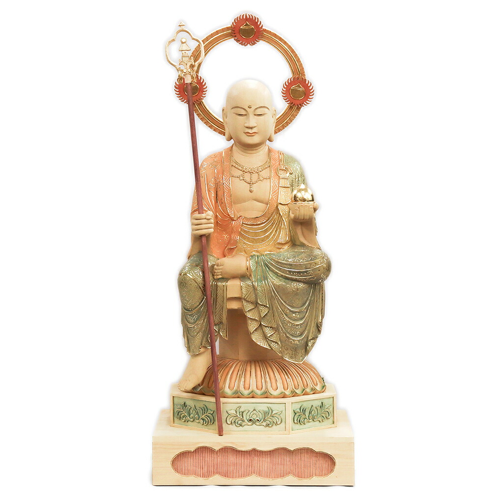 楽天市場】仏像 地蔵菩薩 座像 3.0寸 円光背 桧木彩色 地蔵 菩薩 像 3