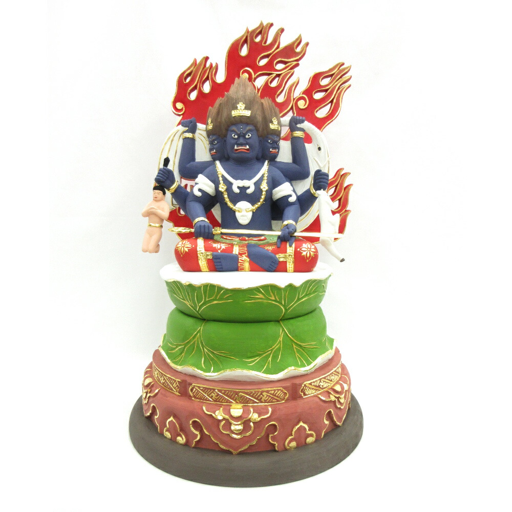 楽天市場】仏像 三面大黒天 忿怒形 3.5寸 桧木彩色 : 栗田こだわり仏像