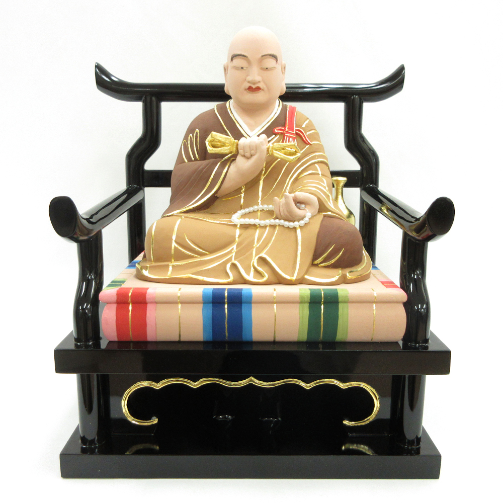 本物品質の 仏像 弘法大師 座像 5.0寸 低台 桧木彩色 空海 真言宗 真言