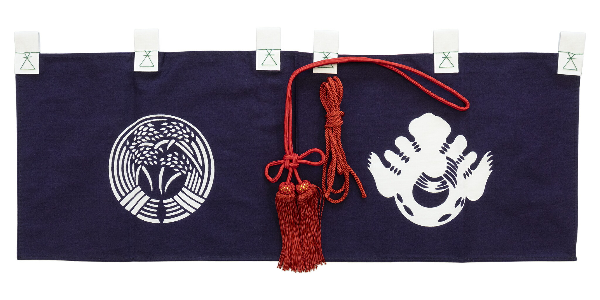 神前幕既製品(稲荷) 45cm×190cm ブロード紫本染 幕房・紐セット 神具 神棚 奉納