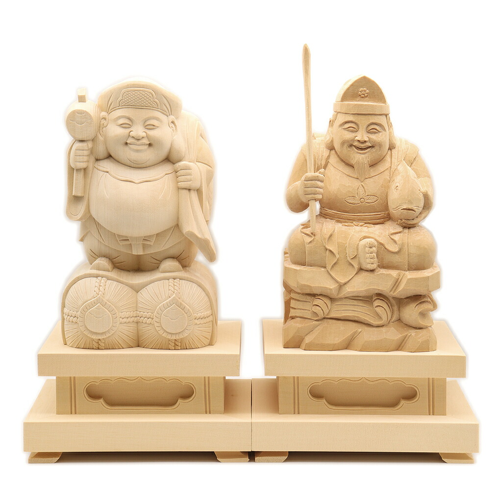ブロンズ製 福の神像 2体セット 約15cm 恵比寿　大黒 楽天市場】仏像 大黒天・恵比須天（恵比寿天） 総高21cm 桧木