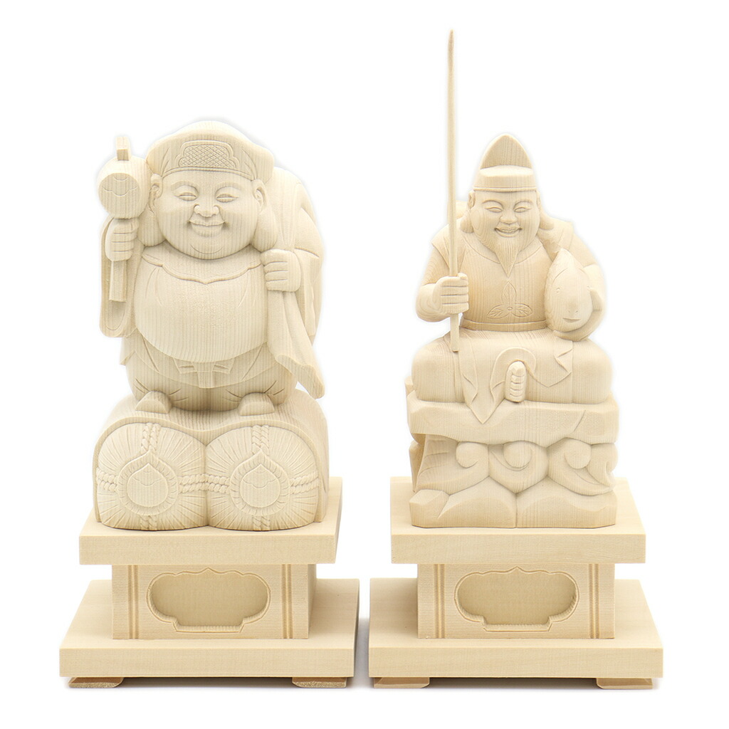 楽天市場】仏像 大黒天・恵比須天（恵比寿天） 総高30cm 桧木 七福神