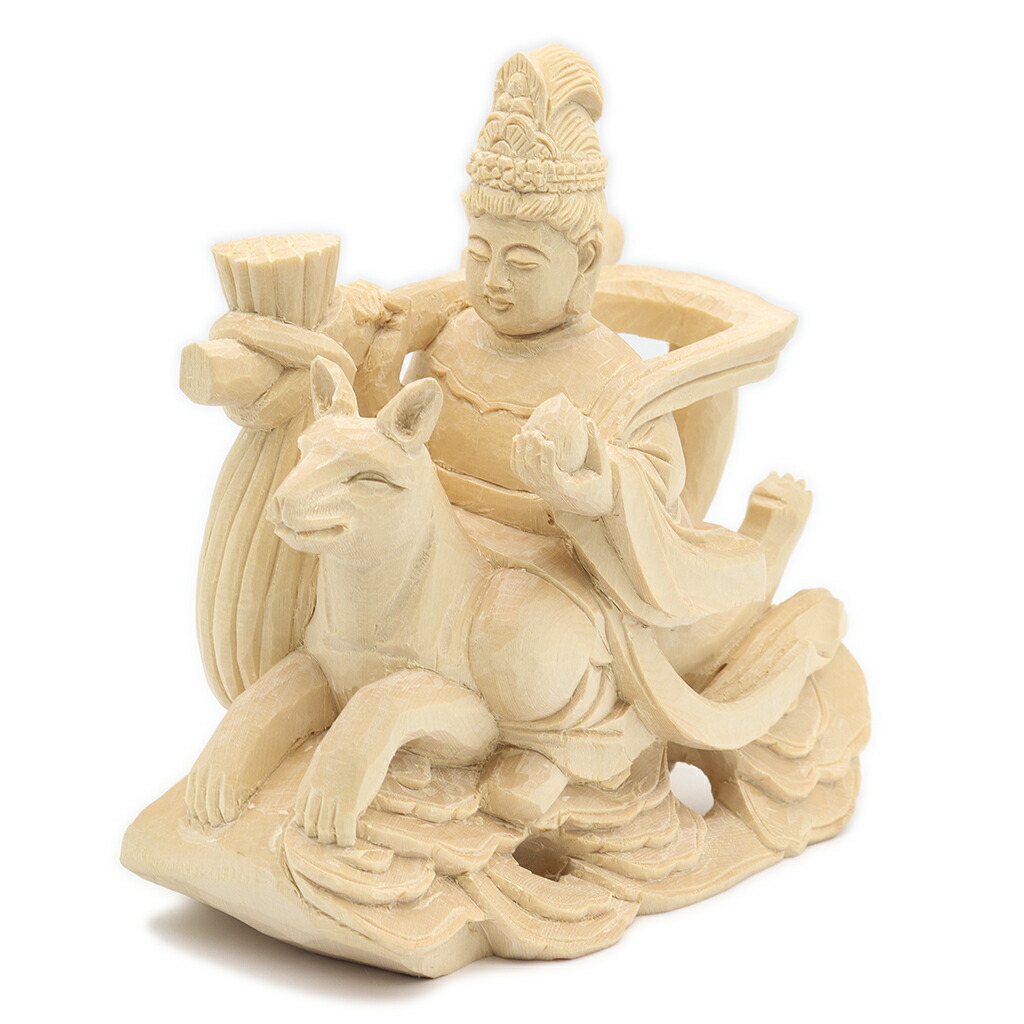 楽天市場】仏像 稲荷大明神 狐上立像 身丈5.0寸 総高33cm 桧木 お稲荷