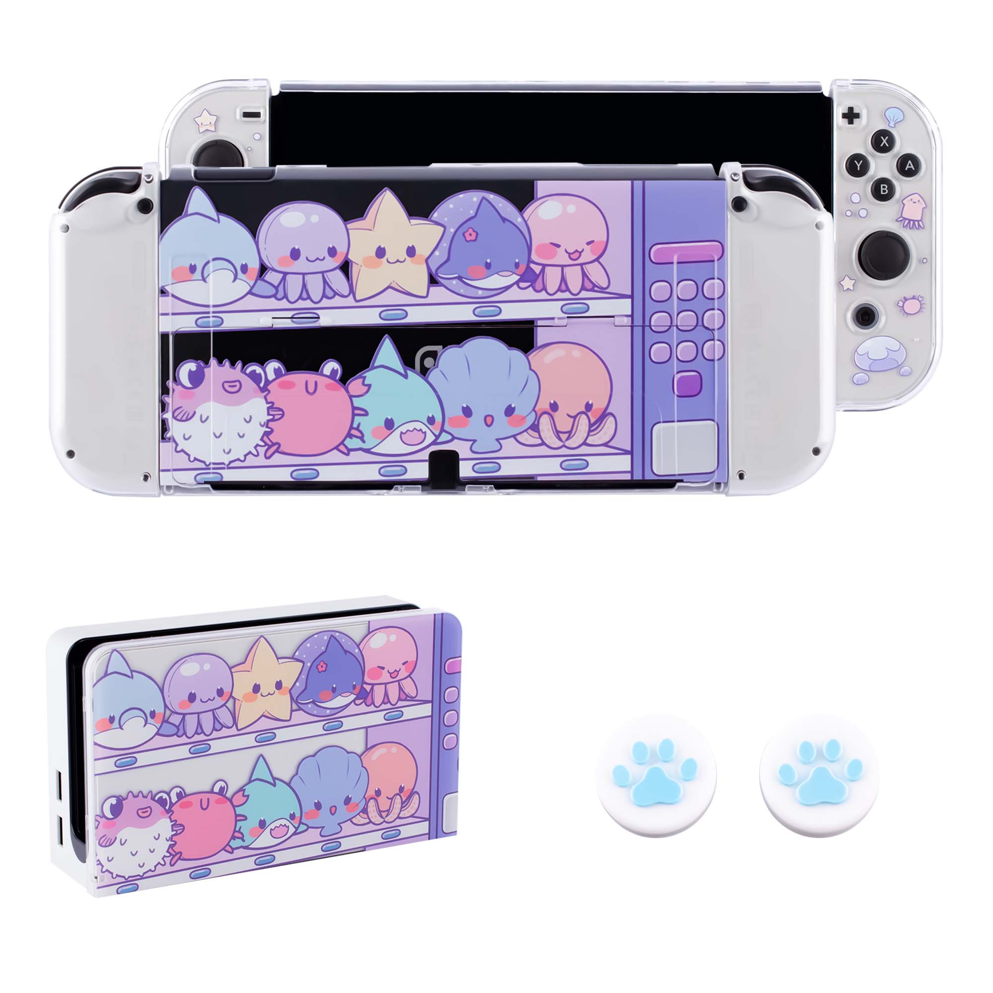 楽天市場 海底探査2in1 Switch 有機el カバー ドックカバー付き 任天堂 保護カバー ドック対応 ケース ジョイコン カバー Tpu素材 分離型 Kurobox 楽天市場店