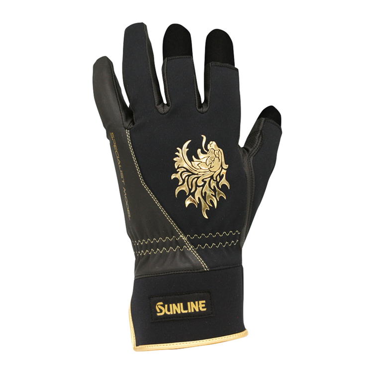 SUNLINE サンライン スペシャリスト防風グローブ(3本) SUG-239 LLサイズ ブラック×獅子ゴールド