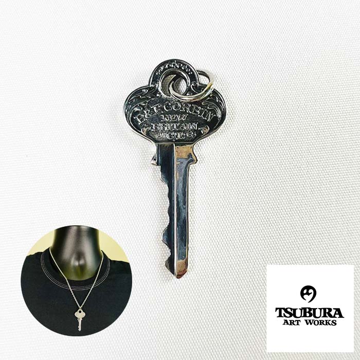 TSUBURA ART WORKS シルバーペンダントトップ P&F リバーシブル キー key ビンテージモチーフ ネックレス SILVER 925