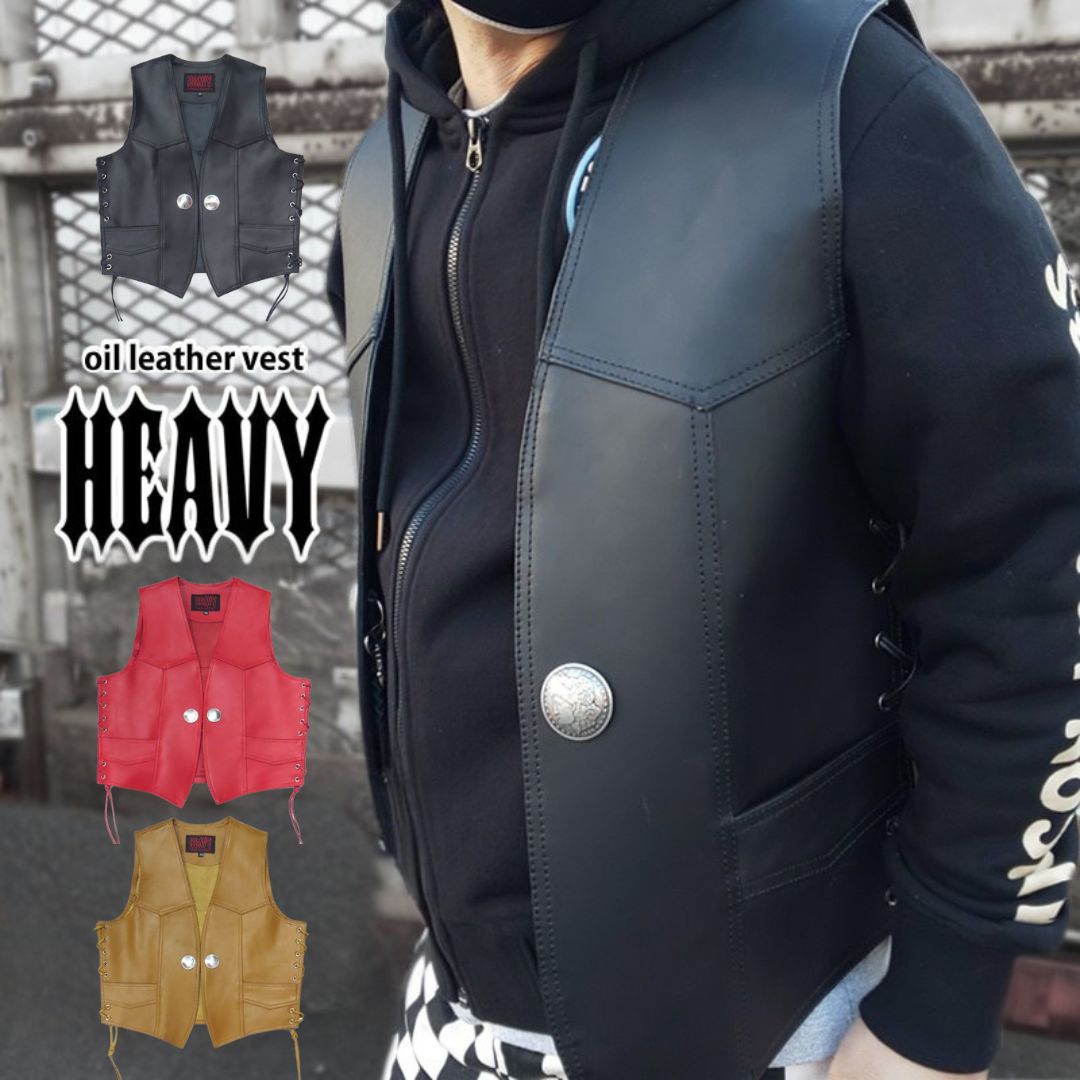 未使用級　HEAVY for BIKERS　レザーベストコンチョ　MOTO hrl0001_top.jpg