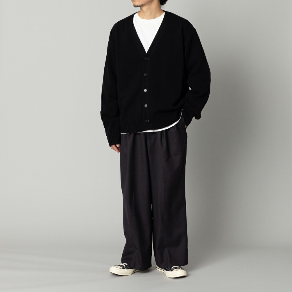 【制限事項引き換え証で1,000円OFF!5/16(土)1:59まで】絨毛カシミール Vのど首ジレー 並大抵 黒｜ティーシャツ メンズ レディース 流汗 ジレー 長袖 心地好い 自然的 ゆったり トップス 黒 トップス-レディースファッション-ニット・セーター