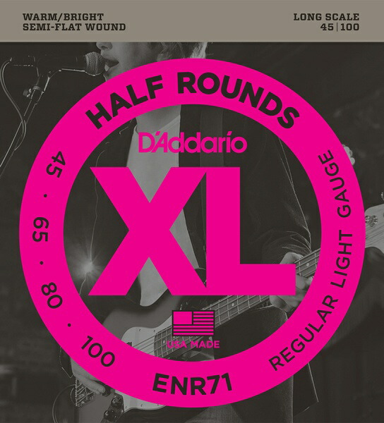 D'Addario ENR71 Half Round - Heat Treated Nickel (Semi Flatwound) 《ベース弦》 ダダリオ 【ネコポス】