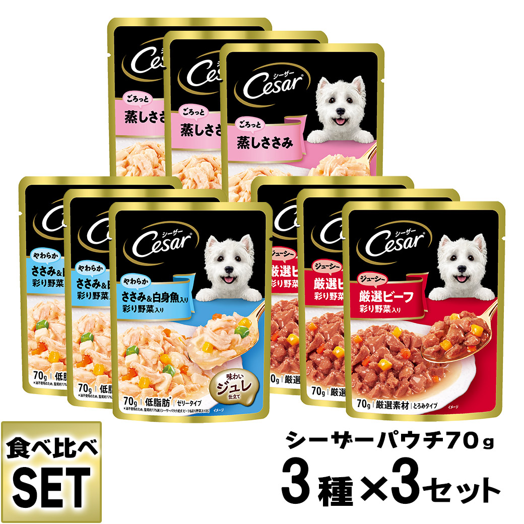 8 1限定全品p2倍 シーザー Cesar パウチ 食べ比べセット ウェットフード 3種 3個 ドッグフード 人気商品の 50 割引 Ecostarpainting Com