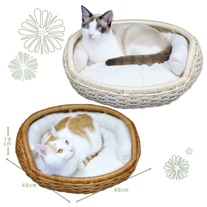 ラタン ボウル ベッド ナチュラル ブラウン ■ シンシアジャパン キャットハウス キャットベッド 猫用 猫用品 ハウス 猫ベッド 手作り 室内用  ペット 自然素材｜ペッツビレッジクロス～ペット通販