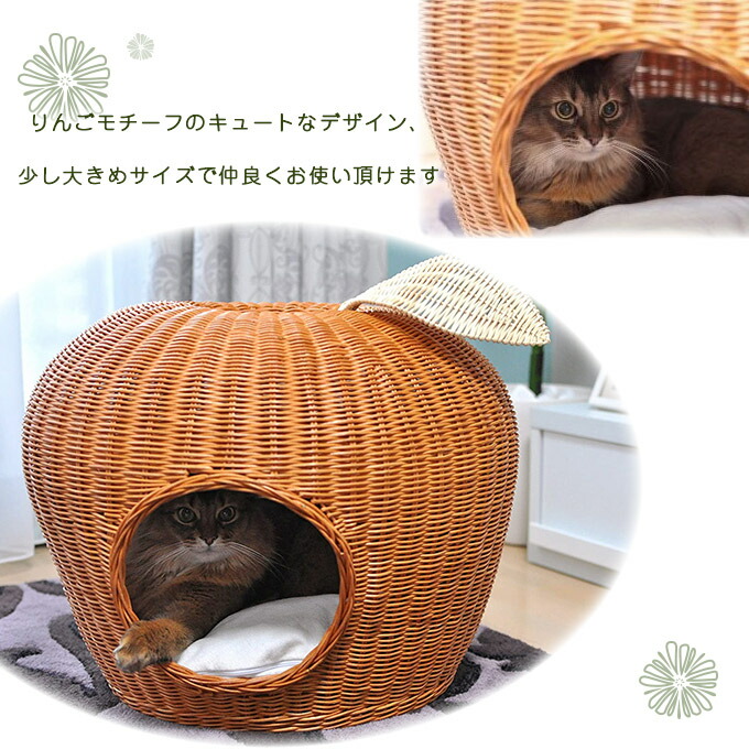 ハウス ラタン 同梱不可ペット ペットグッズ ブラウン 猫用品 キャットベッド シンシアジャパン 手作り りんご 猫用 室内用 お部屋に置いているだけでも楽しくなるデザイン ポム レッド ハニー ドーム 籐製ベッド 天然素材 りんご 同梱不可 ペッツビレッジクロス