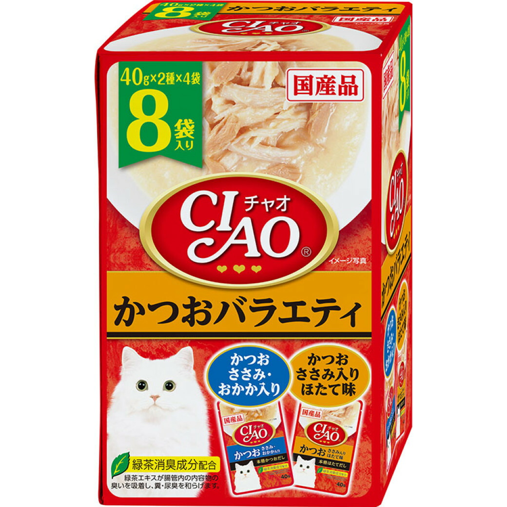 楽天市場】いなば CIAO パウチ 8袋入り ささみバラエティ 40g×8袋  国産 キャットフード ウェット 猫 パック レトルト チャオ  ペットフード 全年齢 全猫種 全ステージ : ペッツビレッジクロス〜ペット通販