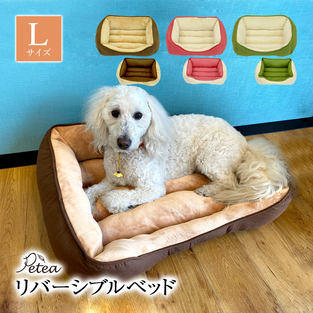 Petea　minette　リバーシブルベッド　抹茶　中型犬用　L　22ss　■　ペティミネット　猫　犬　カフェオレ　苺ミルク　ベッド　ペットベッド　あす楽対応　同梱不可