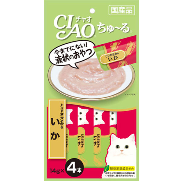 楽天市場 いなば チャオ ちゅーる ちゅ る とりささみ いか 14g 4本入 キャットフード 猫用おやつ 猫のおやつ 猫のオヤツ ねこのおやつ いなば チャオ Ciao 猫用品 猫 ねこ ネコ ペット ペットグッズ ペット用品 ペッツビレッジクロス