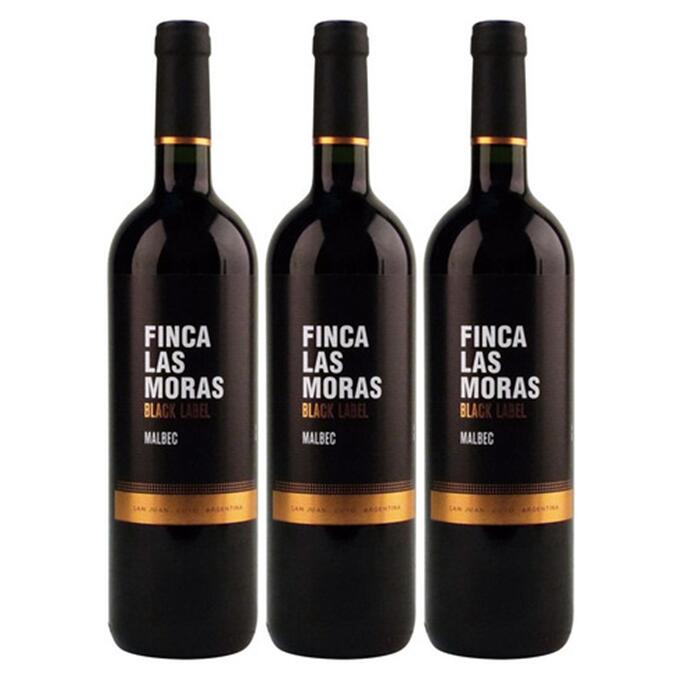 【送料無料】【オトクな3本セット】【マルベック】ラス・モラス 　ブラック・ラベル　マルベック　 750ml　3本　赤ワイン　Las Moras Black Label Malbec　アルゼンチン　アルゼンサート認証　サン・ファンが誇るゴールドメダル受賞多数のマルベック